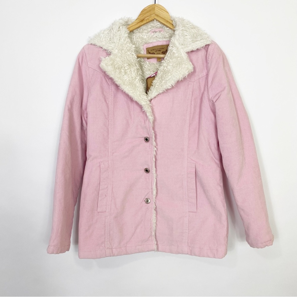 Marcelle Renee Cute Coat Jacket Winter Faux Fur Lined Pink Farm Western Small